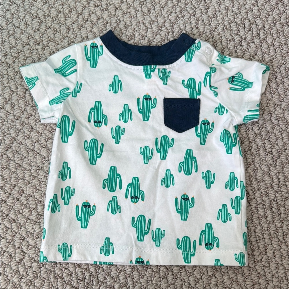 Cactus Print Kids Shirt - Green and White